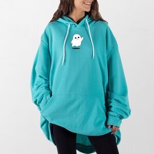 Teal Ghost Print Hoodie